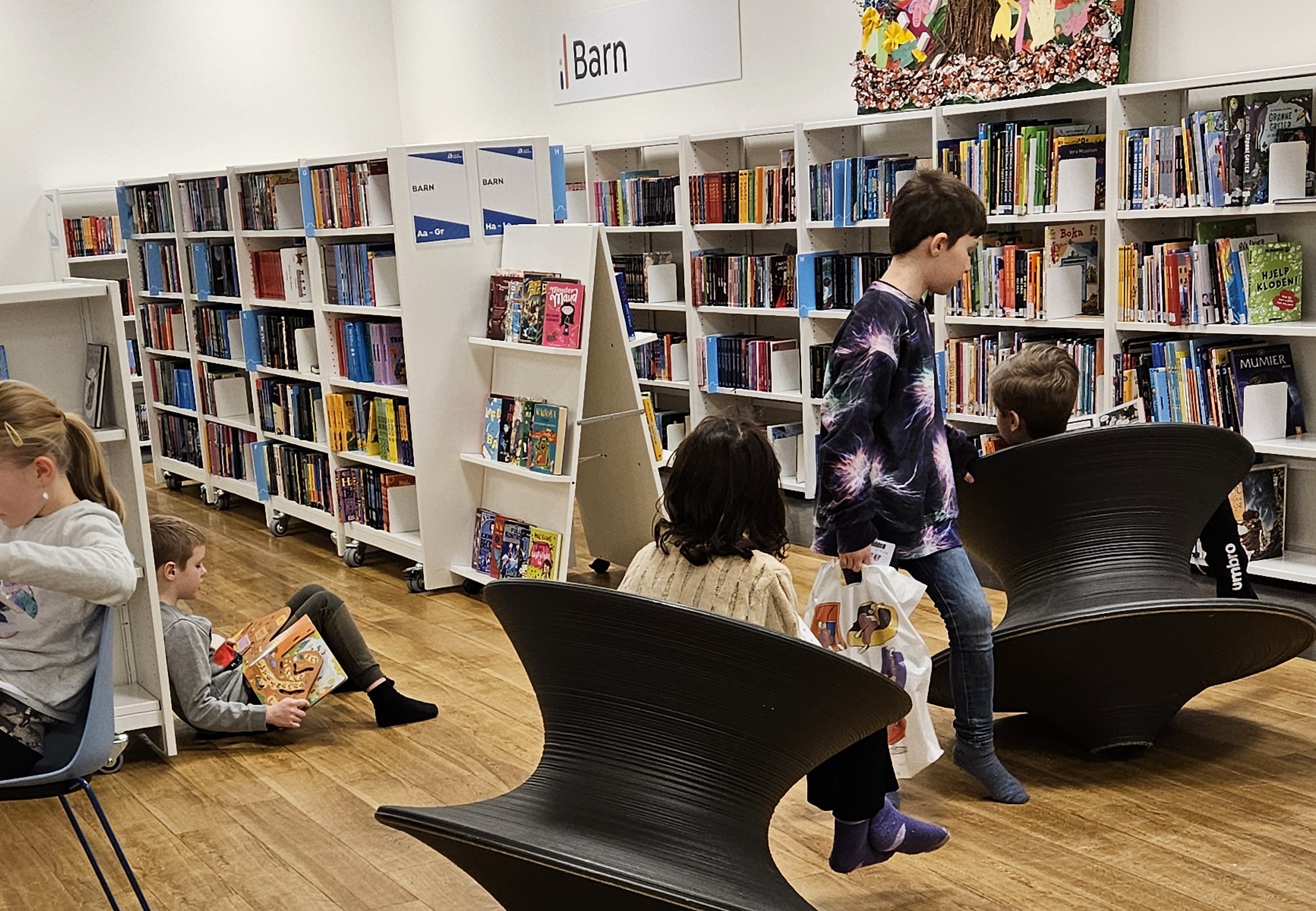 Mange 3. klassinger på biblioteket i januar